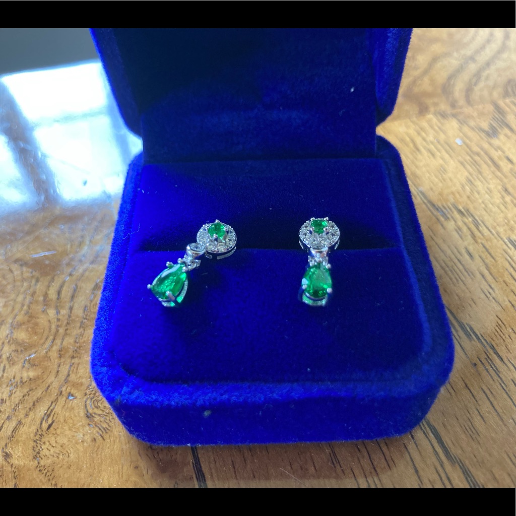 Stauer Gemdrop Emerald Green Earrings